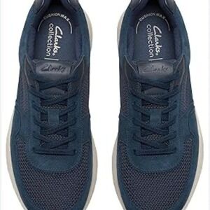 Clarks Collection Mens Dark Blue Mesh Suede Athletic Sneakers Shoes Size 10